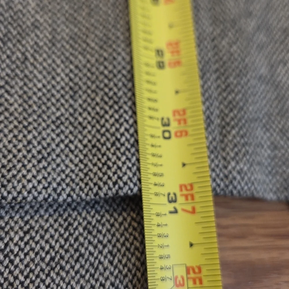 VTG Tweed Jacket L Black Beige Herringbone 100% Lambs Wool Blazer Sport Coat 44R - Picture 16 of 16